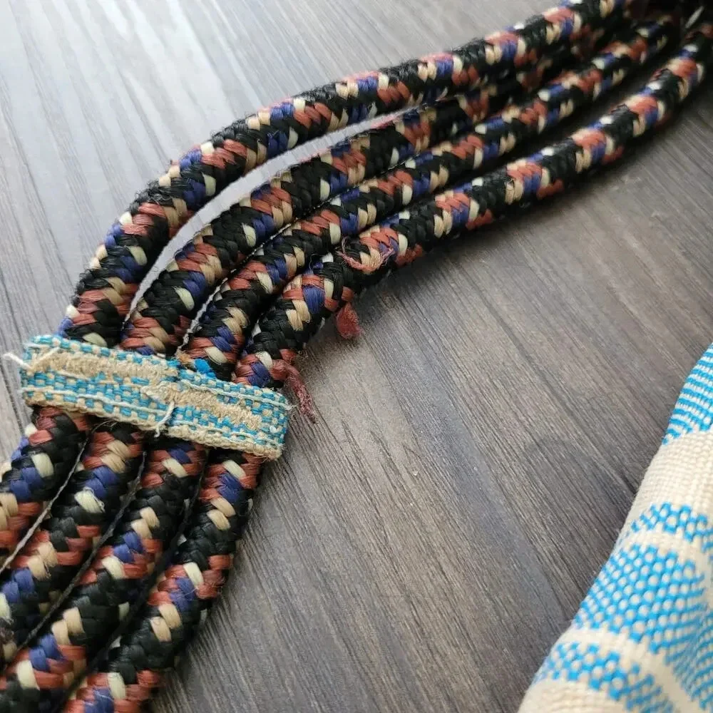 Kavu Women Interwoven Rope Bag Sling Pack Prism Stripe Blue White Zip Pocket